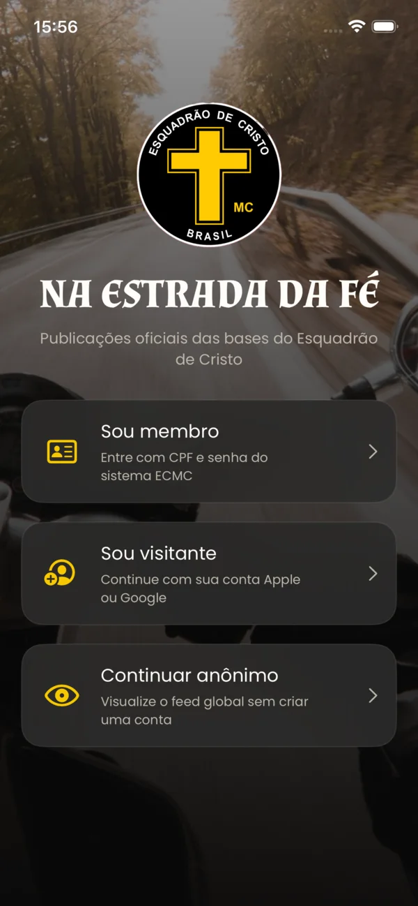 Tela inicial de um aplicativo nativo para iPhone