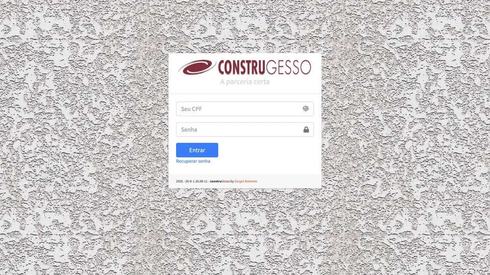 Tela de acesso de um sistema de gestão empresarial
